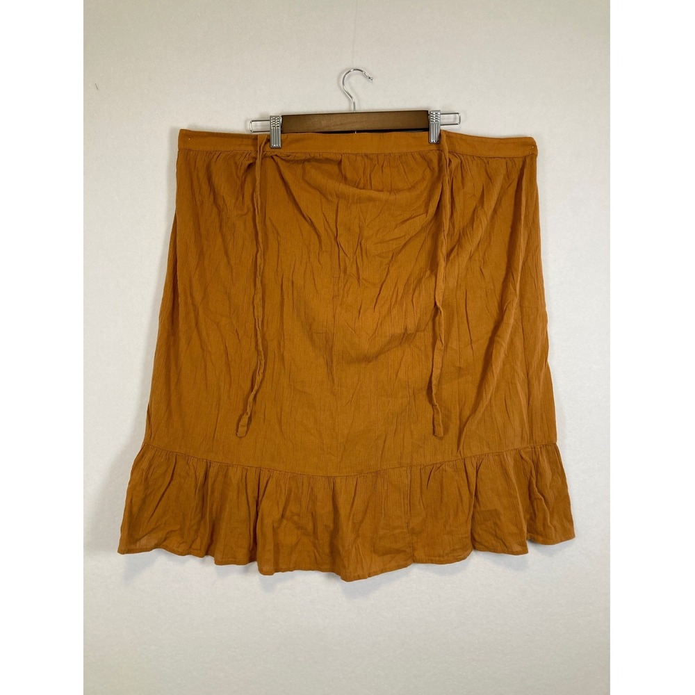 LOFT Plus Ruffle Hem Mini Skirt Womens 16/18 Mustard Orange Cotton Gauze Boho